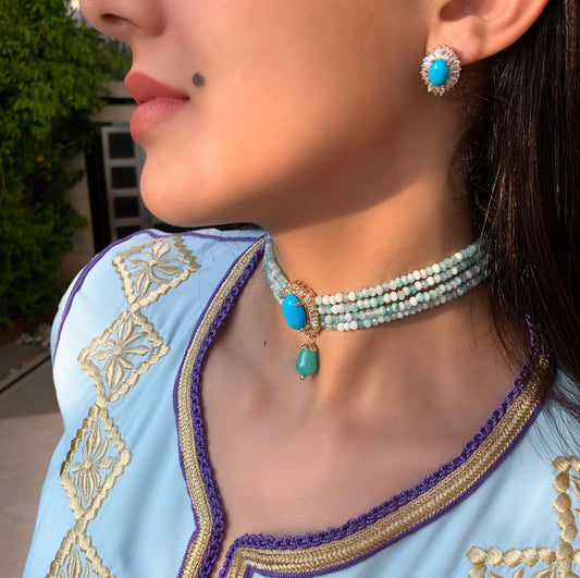 TOPAZ set: choker & earrings