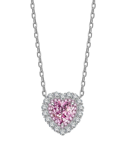 AMOUR pink heart zircon necklace